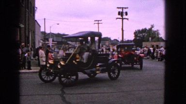 1963: a road show with parade and platoons with band including vehicles
