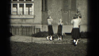 1953: Girls are seen trying to do a short act and seem very jolly.MILWAUKEE,