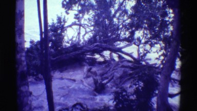 1971: a beautiful waterfall cascading over rocks and down into a river HAWAII