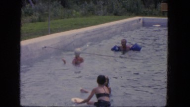 1964: a delicious and happy summer day in a swimming pool with some friends