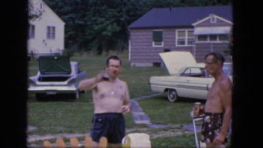1964: topless men are seen having a drink NEW YORK