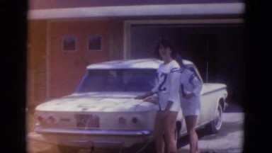 1966: girls washing an old car FLORIDA