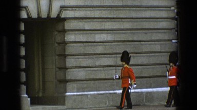 1969: men are seen marching with swords ENGLAND