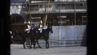 1969: soldiers on horseback practicing ceremony. ENGLAND
