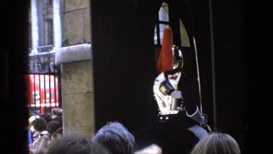 1969: guards mounted on trotting horses ENGLAND