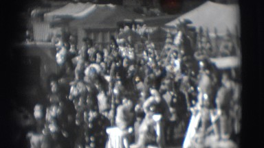 1948: a large gathering of animals and people in costumes at a circus CHICAGO