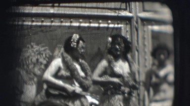 1948: a female band is seen with their instruments and wearing swimsuits