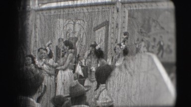 1948: various performers including children in costume on stage