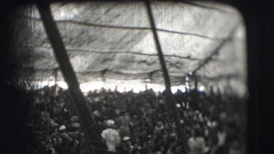 1948: inside this huge tent is a circus complete with large crowd