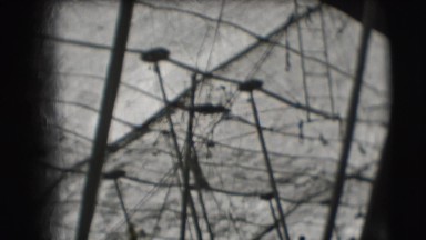 1948: a person is seen swinging on his hands in a net area CHICAGO