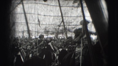 1948: men are seen on horses performing an act CHICAGO