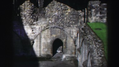 1952: View of the Stone Ruins of a Remote Country Castle in Edinburgh, Scotland