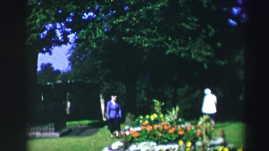 1952: A Park Scene with Beautiful Flowers and Grass Area in Edinburgh, Scotland