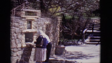 1965: a beautiful garden with plants and various rock walls and multiple levels