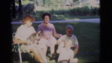 1968: timeout with the kids having fun with the pet because daddy