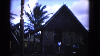 1968: Person Enters and Leaves Cabin Hut in Hawaii