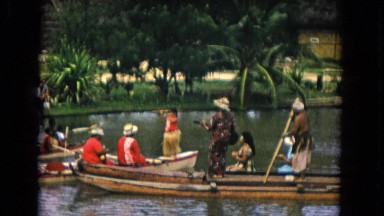 1968: Hula Dance and Canoes at Lake Celebration in Hawaii