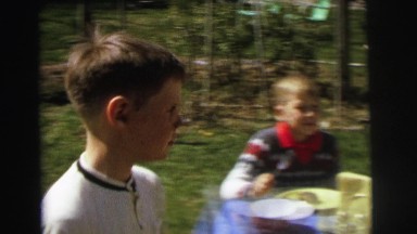 1972: childrens are celebrating a small party with a lunch LYNBROOK, NEW YORK