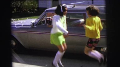 1972: Two Girls Jump Roping in Front of a Car, Lynbrook, New York
