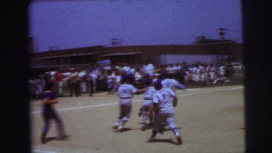 1972: celebration of young and energetic baseball players after the win.
