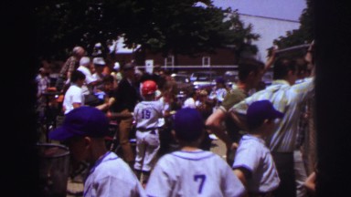 1972: children are ready to play baseball on ground LYNBROOK, NEW YORK
