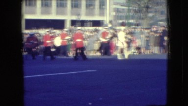 1948: pageantry show with band set before a large crowd on the street BALTIMORE,