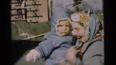 1951: Woman and Baby Posing Happily and Lovingly Outdoors in Chatham, New Jersey