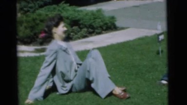 1951: family fun outside in yard. CHATHAM, NEW JERSEY
