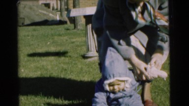 1951: mother and child outdoors CHATHAM, NEW JERSEY