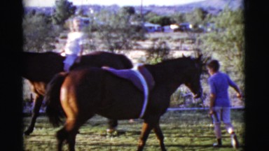 1968: Children Playing With Horses in a Green Field, Cottonwood, Arizona
