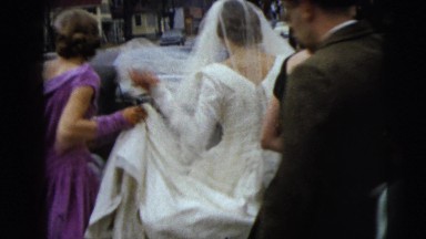 1962: Bride on Wedding Day Outside on Street New York City