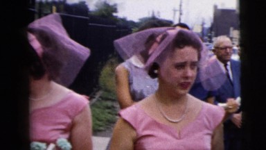 1962: women with awesome make up in a function near to a street NEW YORK CITY