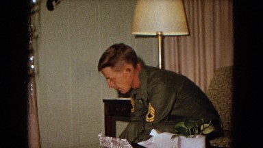 1967: a military man home on leave is giving christmas presents