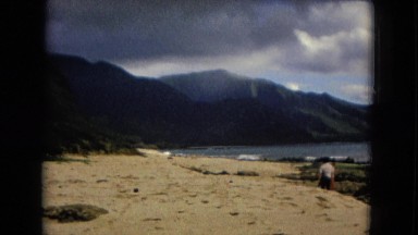 1967: enjoying at beach beside beautiful mountains NEVADA