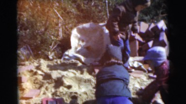 1956: childrens are playing with red bricks FLORIDA