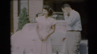 1954: family poses in front of car PENNINGTON, NEW JERSEY
