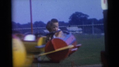1967: Little Kids Riding Airplanes on Amusement Park Ride in Camden, New Jersey