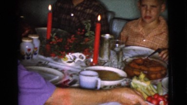 1968: carving a ham at a family christmas dinner COTTONWOOD, ARIZONA