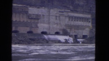1964: the huge mountain architecture beside the river NIAGRA FALLS, NEW YORK