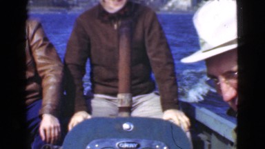 1946: three friends take the motorboat for a spin MIAMI. FLORIDA