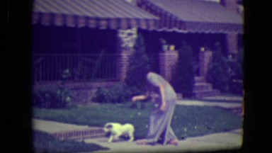 1946: a lady and her pet dog LAS VEGAS, NEVADA
