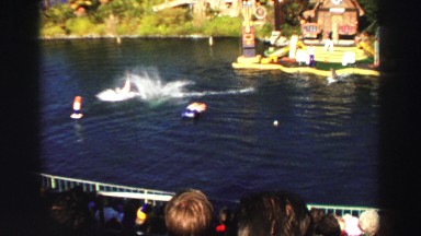 1969: crowd watching an exciting aquatic sea life show YOSEMITE, CALIFORNIA
