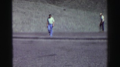 1969: a person was crossing a road YOSEMITE, CALIFORNIA