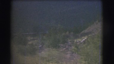 1951: view from window of scenic mountains and trees CANADA