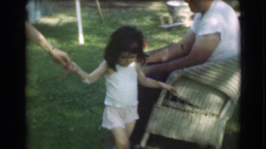 1951: young girl holding hands and walking. CANADA