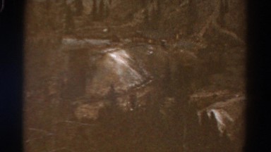 1967: mining operation slag heaps from moving train view. COLORADO
