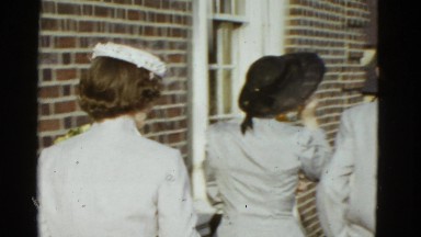 1951: rich people as couple walking and talking DANVILLE, ILLINOIS