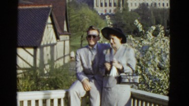 1951: couple is seen walking happily DANVILLE, ILLINOIS