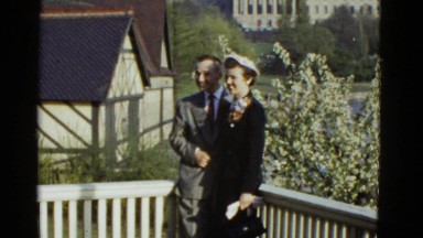 1951: couple is seen walking happily DANVILLE, ILLINOIS