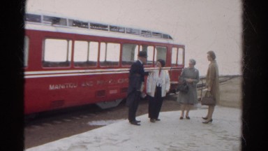 1967: old fashion trolley and people COLORADO